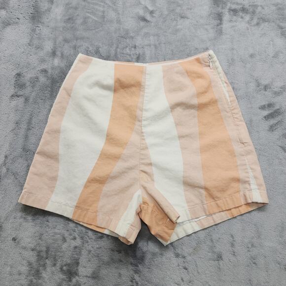 Rhythm. Pants - Rhythm. Sundown Shorts Womens 4 Peach Cream Flat Front Side Zip Cotton Ramie